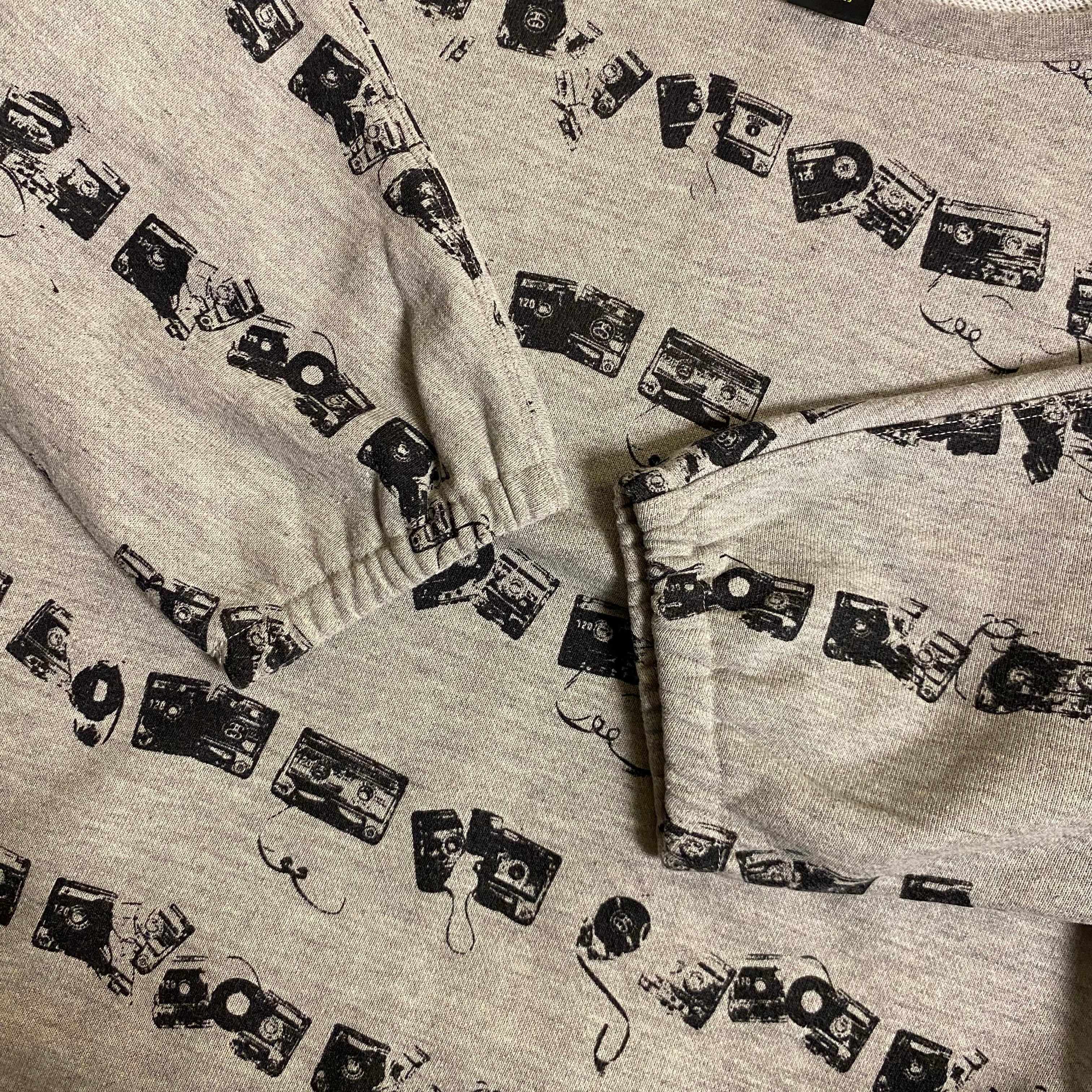 Y2k Stüssy "Cassette Tape" all-over print sweatshirt