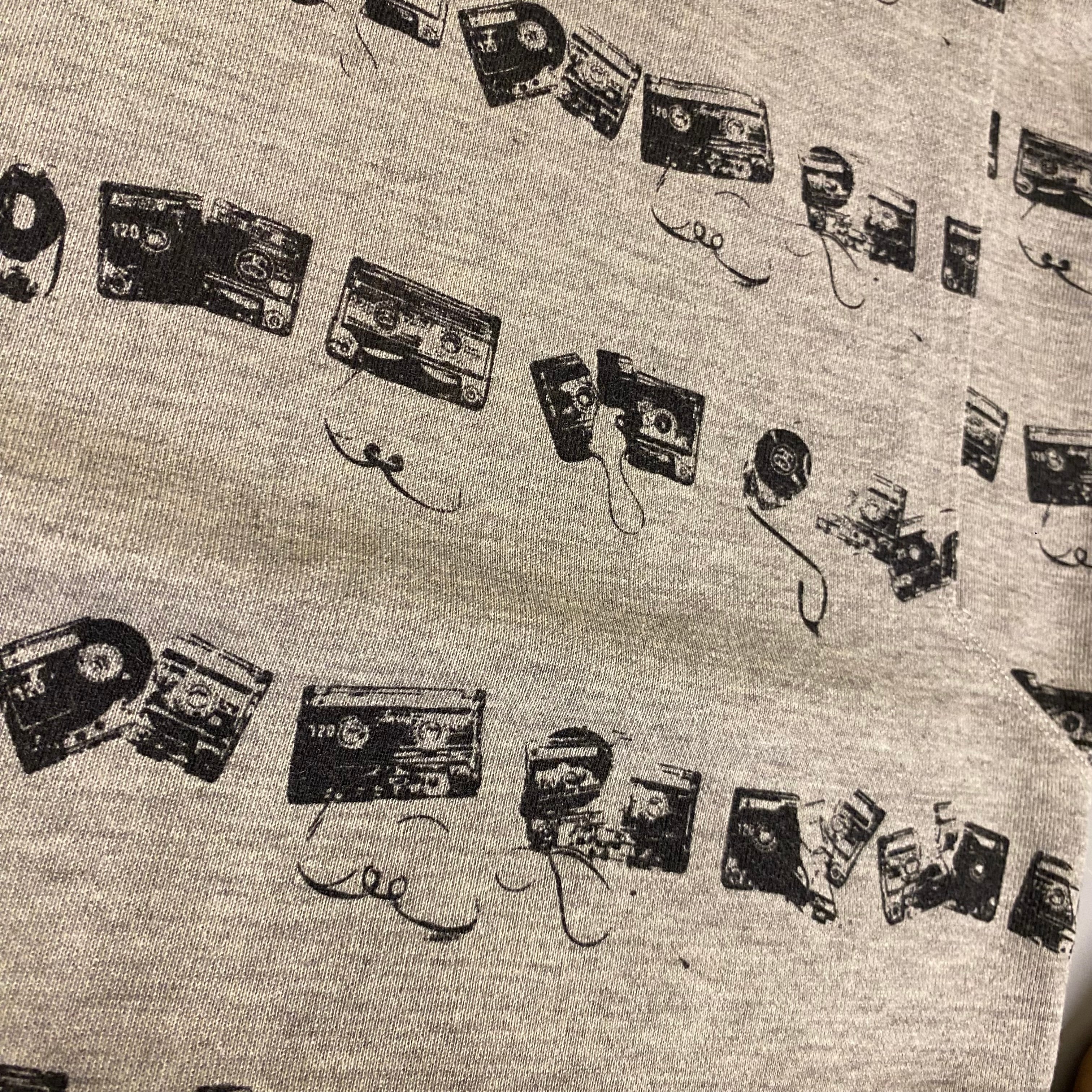 Y2k Stüssy "Cassette Tape" all-over print sweatshirt