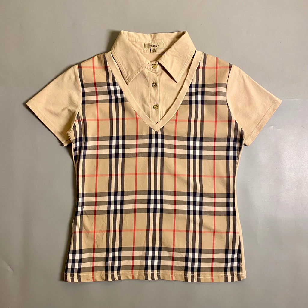 Vintage Burberry layered-look polo shirt