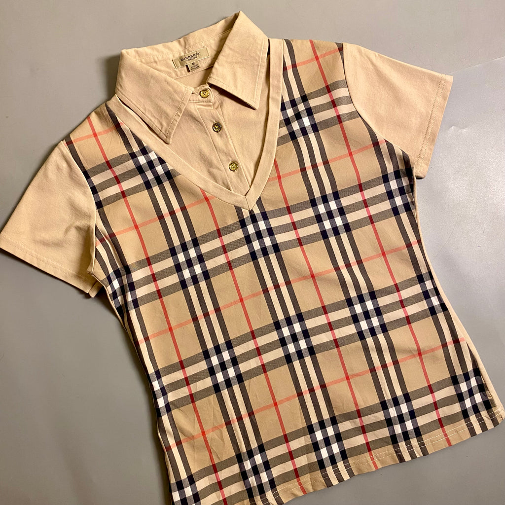 Vintage Burberry layered-look polo shirt