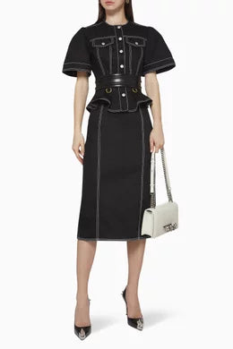 Alexander McQueen Peplum Denim Jacket and Denim Skirt (Runway)