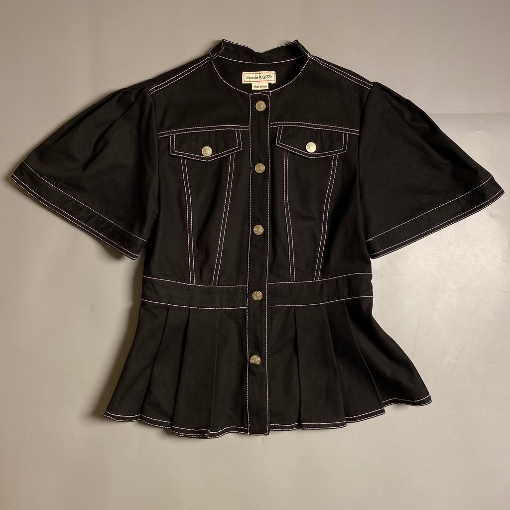Alexander McQueen Peplum Denim Jacket and Denim Skirt (Runway)