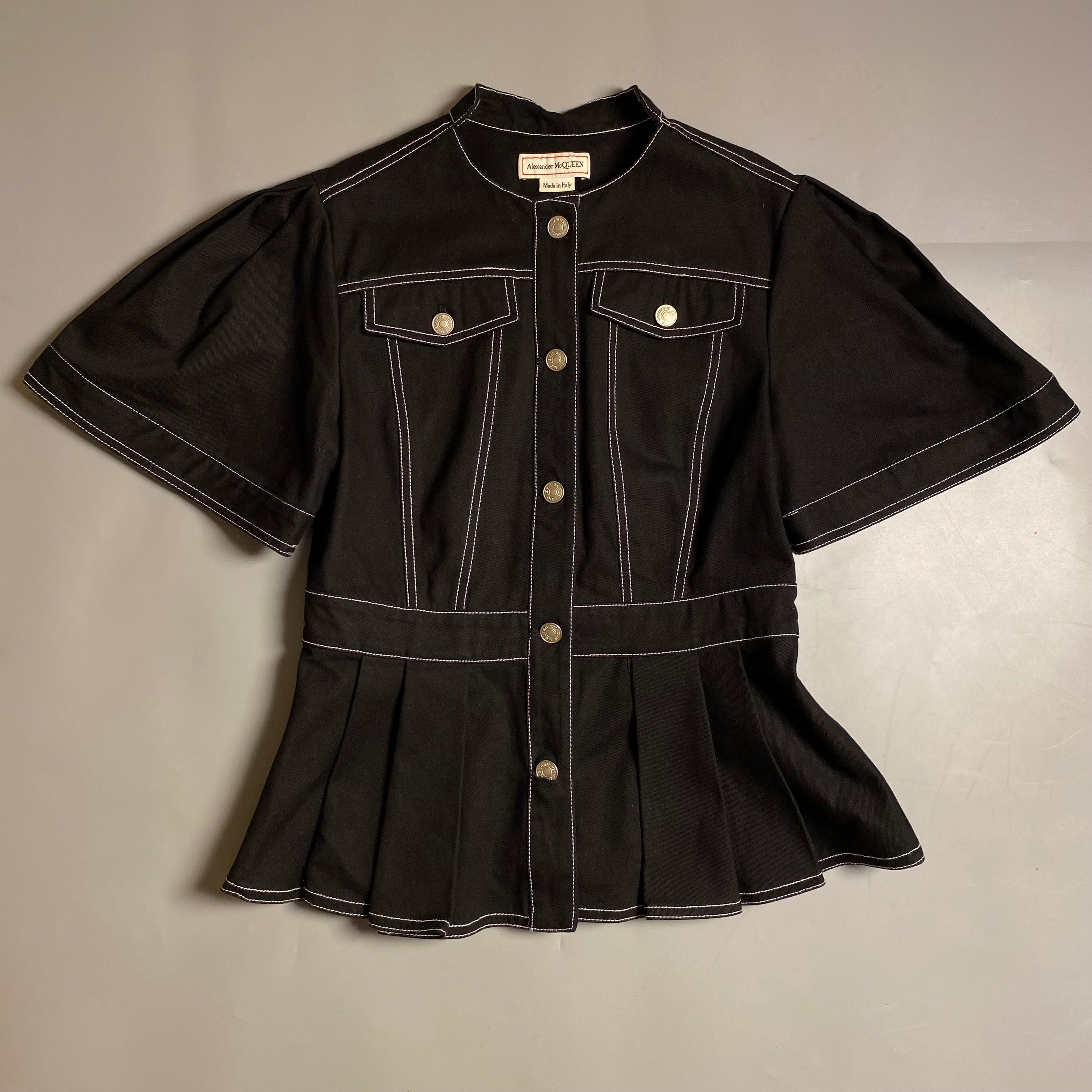 Alexander McQueen Peplum Denim Jacket and Denim Skirt (Runway)