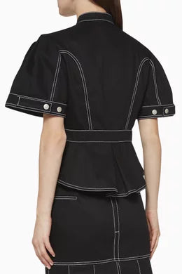 Alexander McQueen Peplum Denim Jacket and Denim Skirt (Runway)