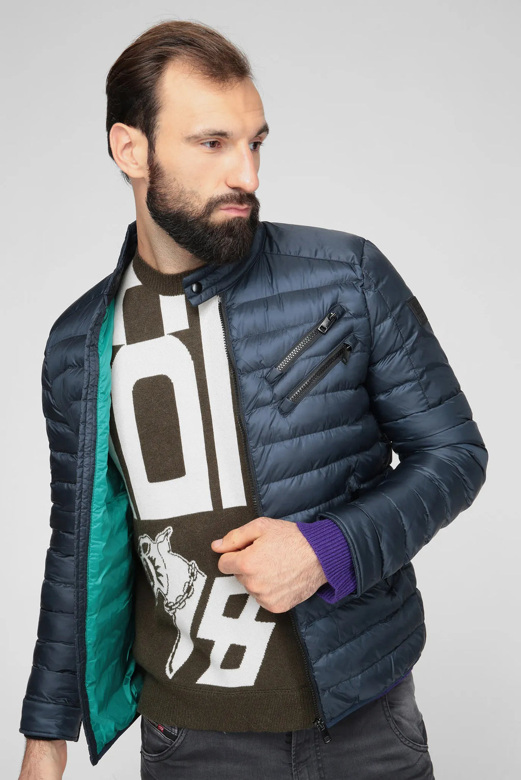 Diesel WDolmir Biker-Style Quilted Puffer Jacket