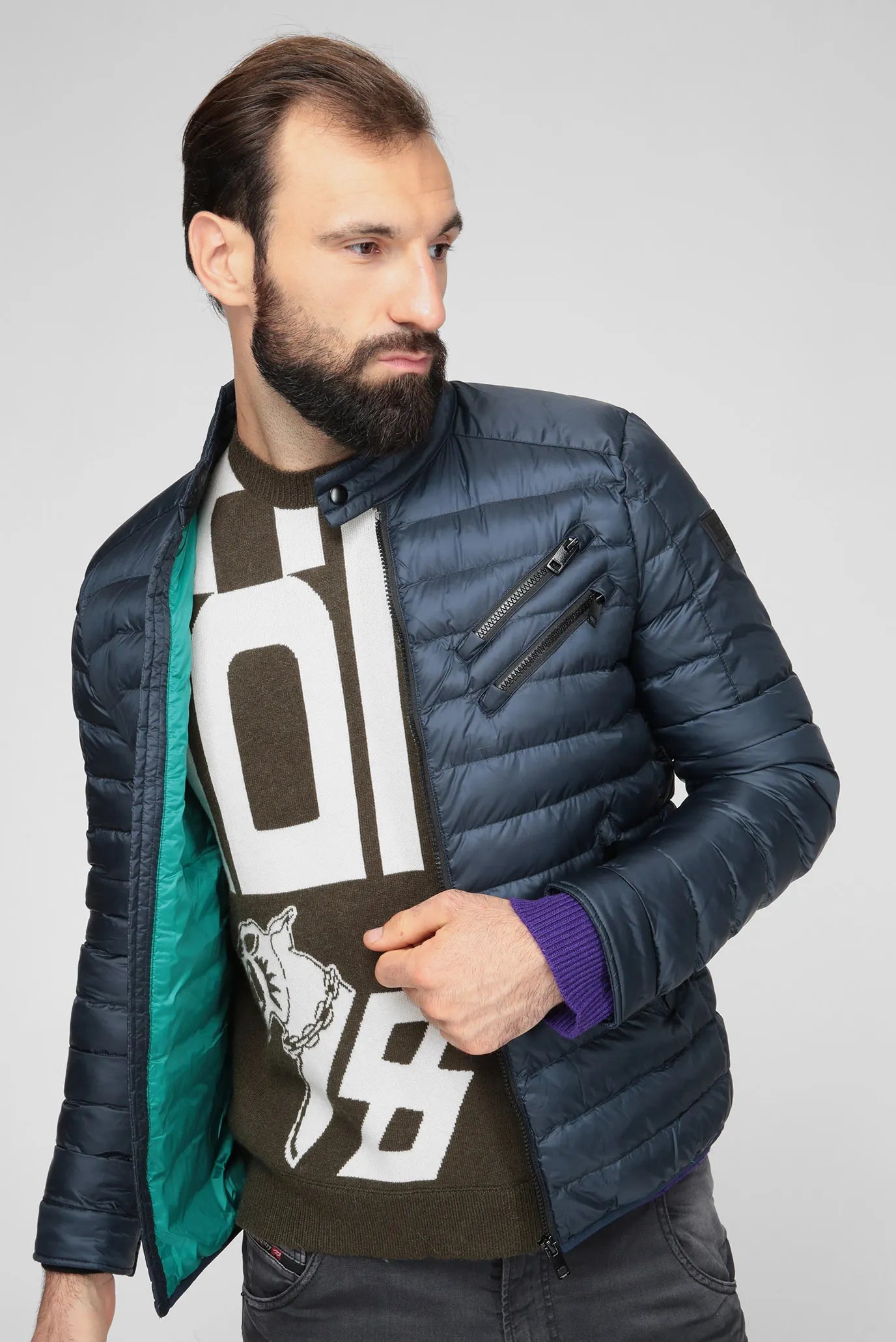 Diesel WDolmir Biker-Style Quilted Puffer Jacket