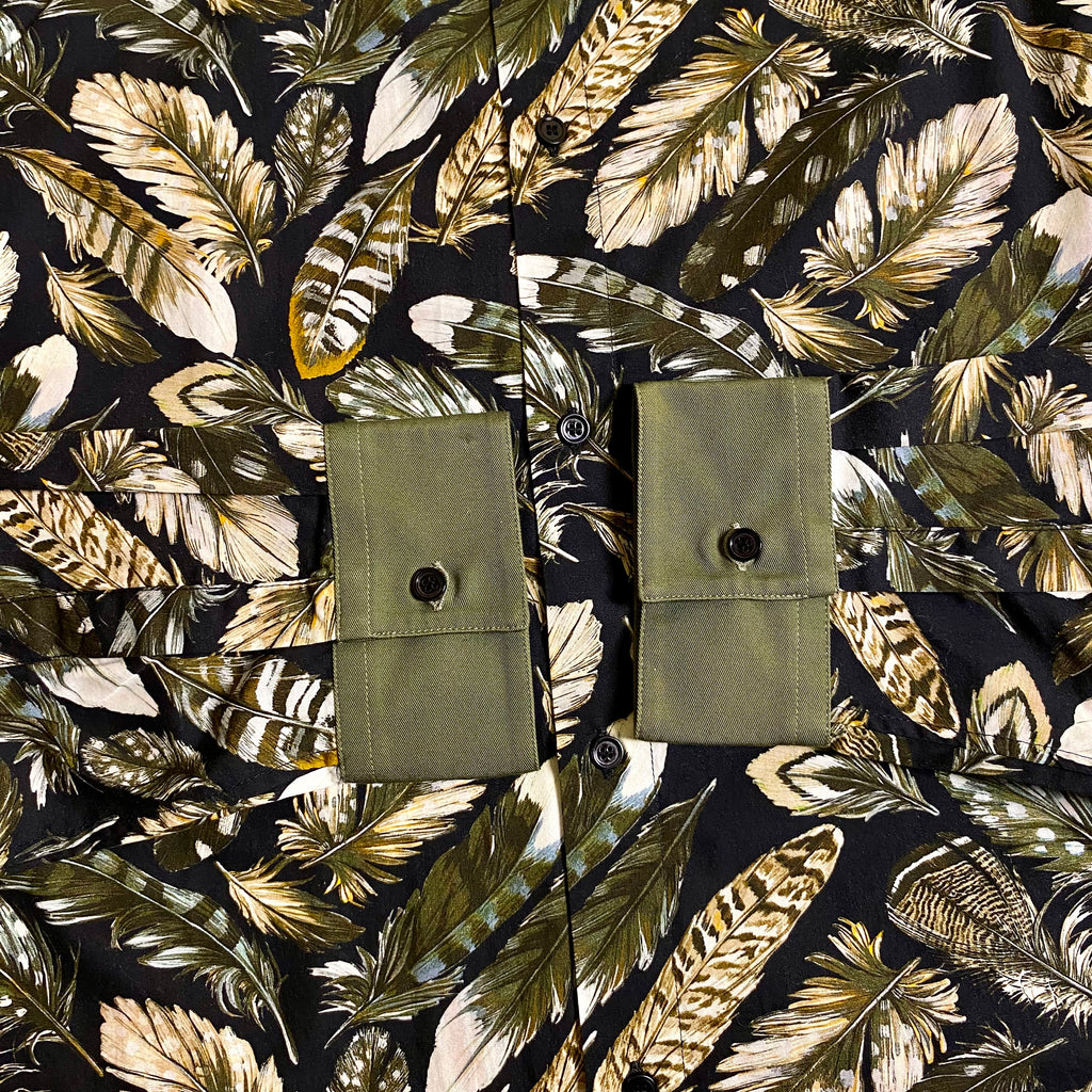 Roberto Cavalli Feathers print button down long sleeve