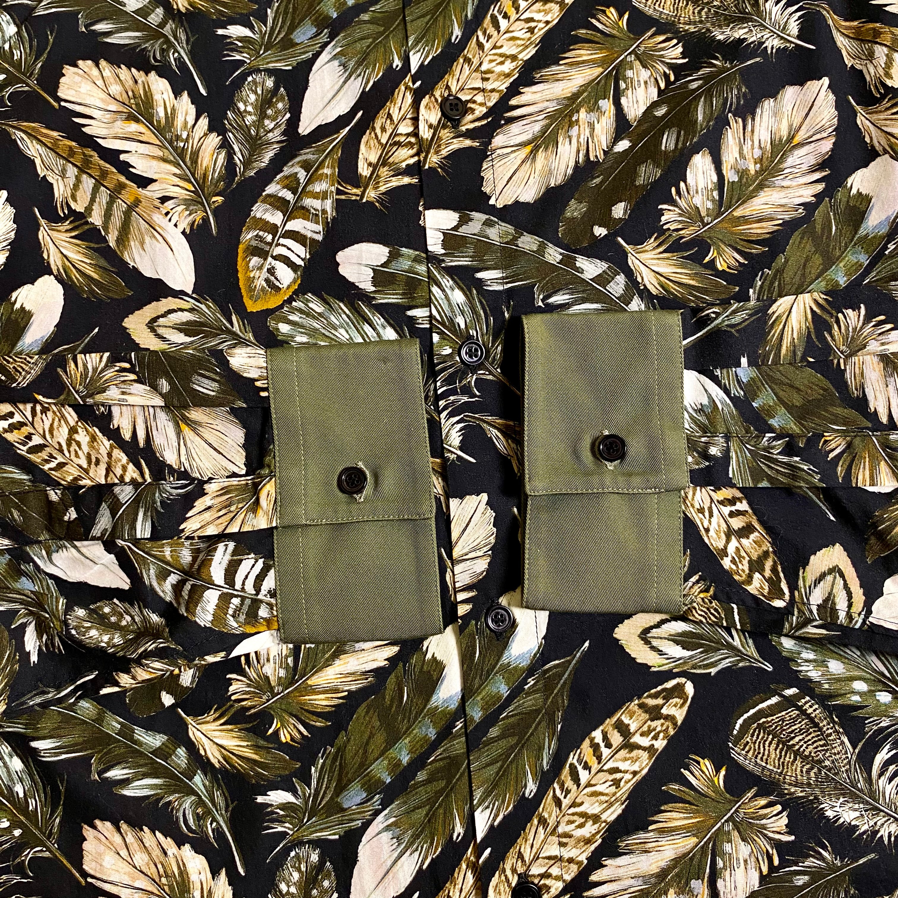 Roberto Cavalli Feathers print button down long sleeve