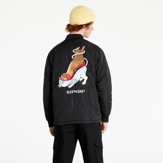リップンディップ　RIPNDIP NERMBOUTINS QUILTED BOM Ripndip Nermboutins Quilted Bomber Jacket – Streetguru.thrift