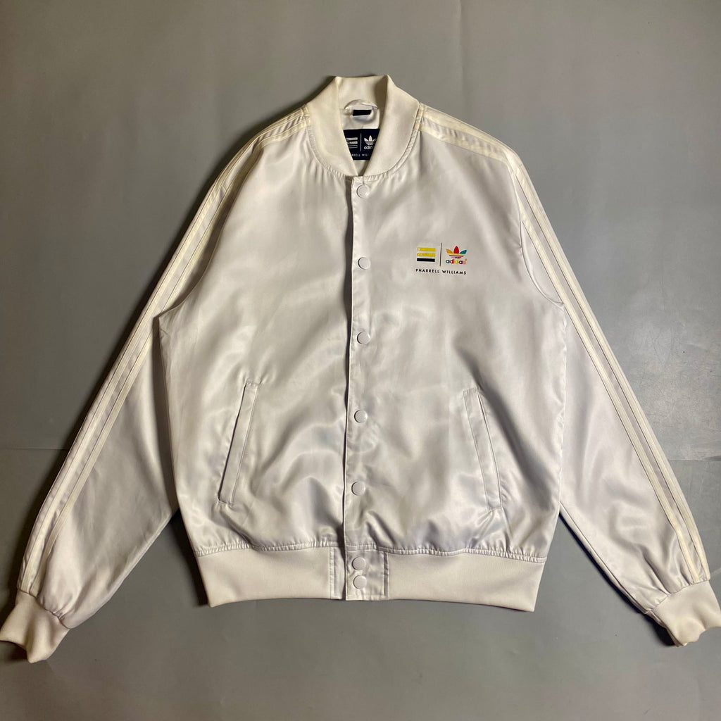 Adidas x Pharrell Williams White Satin bomber track jacket