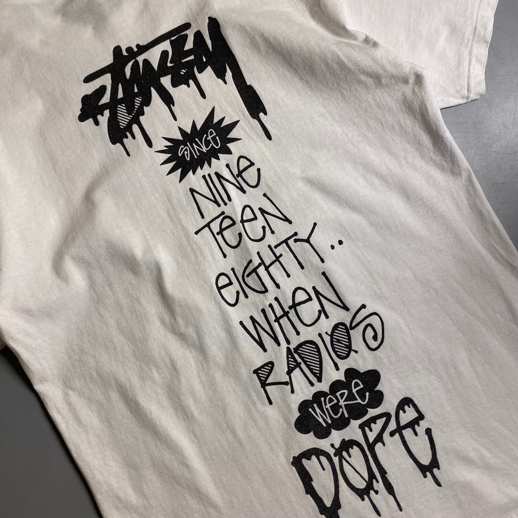 Vintage white Stussy "Radio Were Dope" T-shirt
