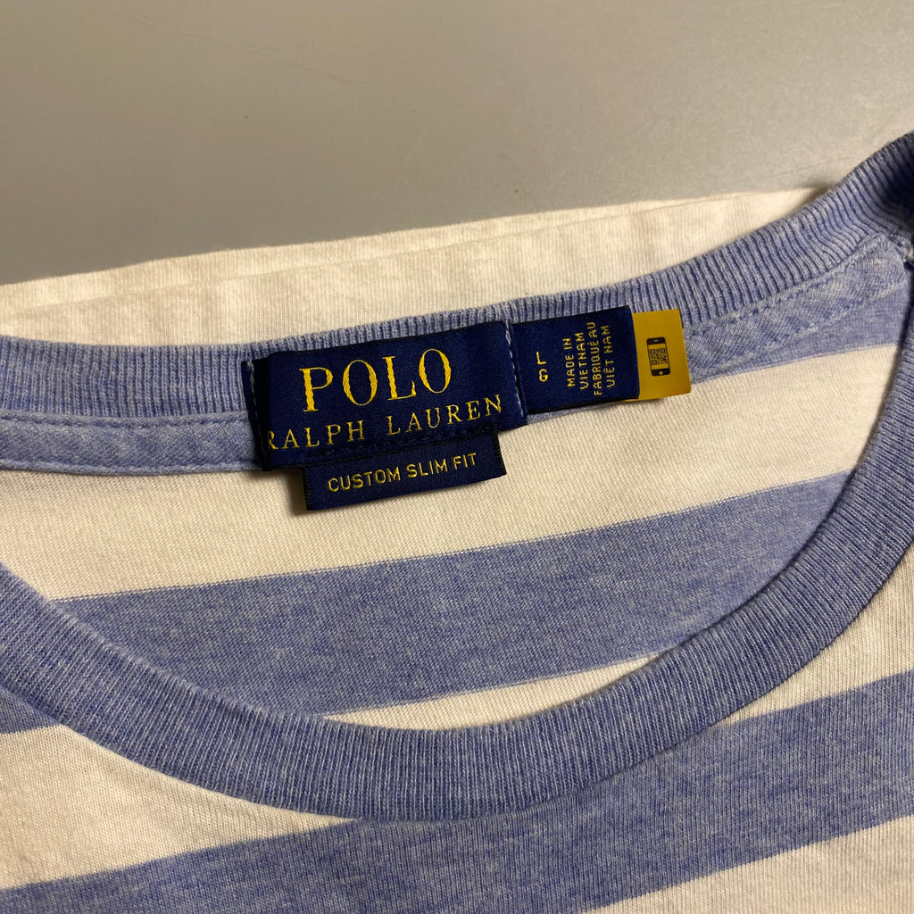 Polo Ralph Lauren Striped Jersey T-Shirt in a light blue and white horizontal stripe