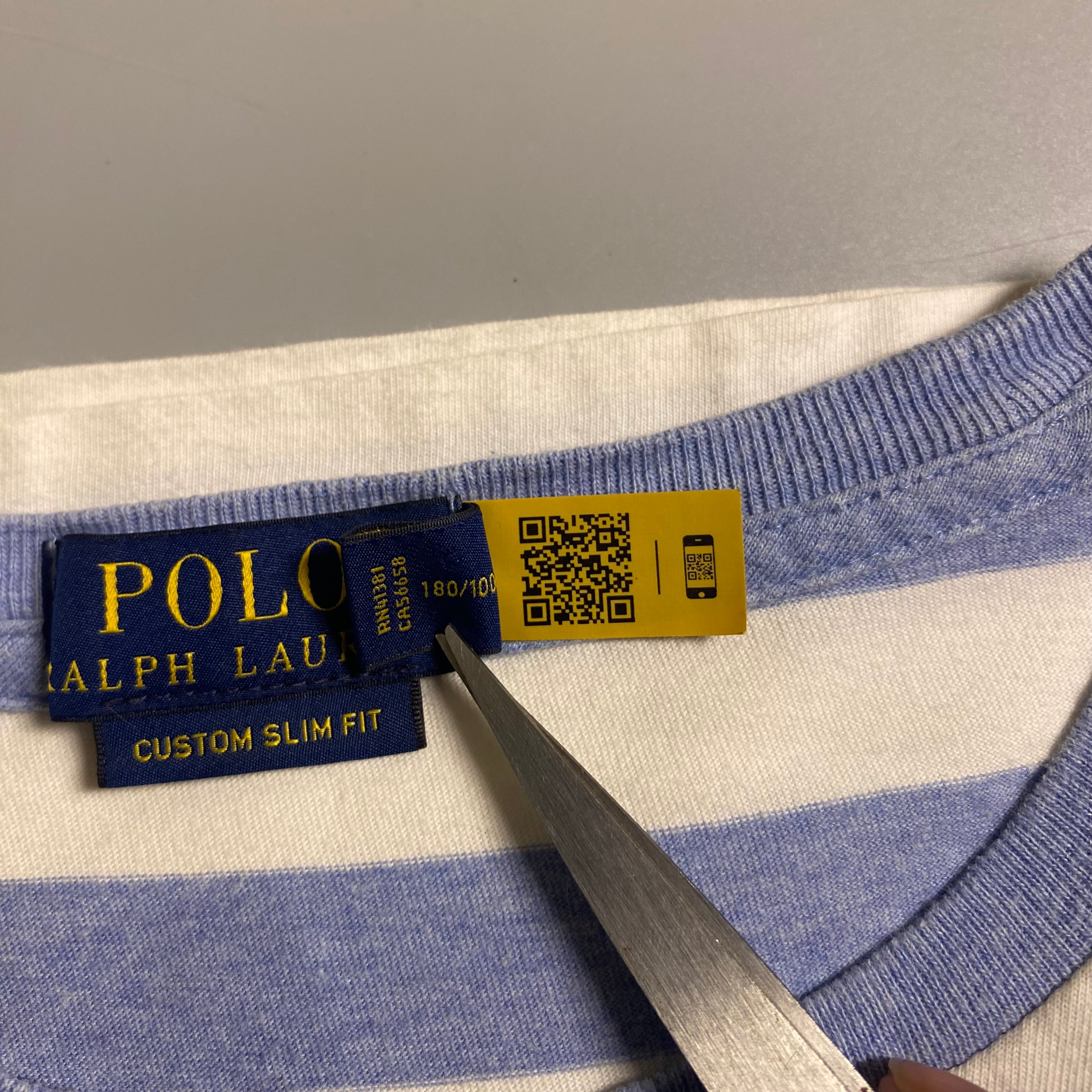 Polo Ralph Lauren Striped Jersey T-Shirt in a light blue and white horizontal stripe
