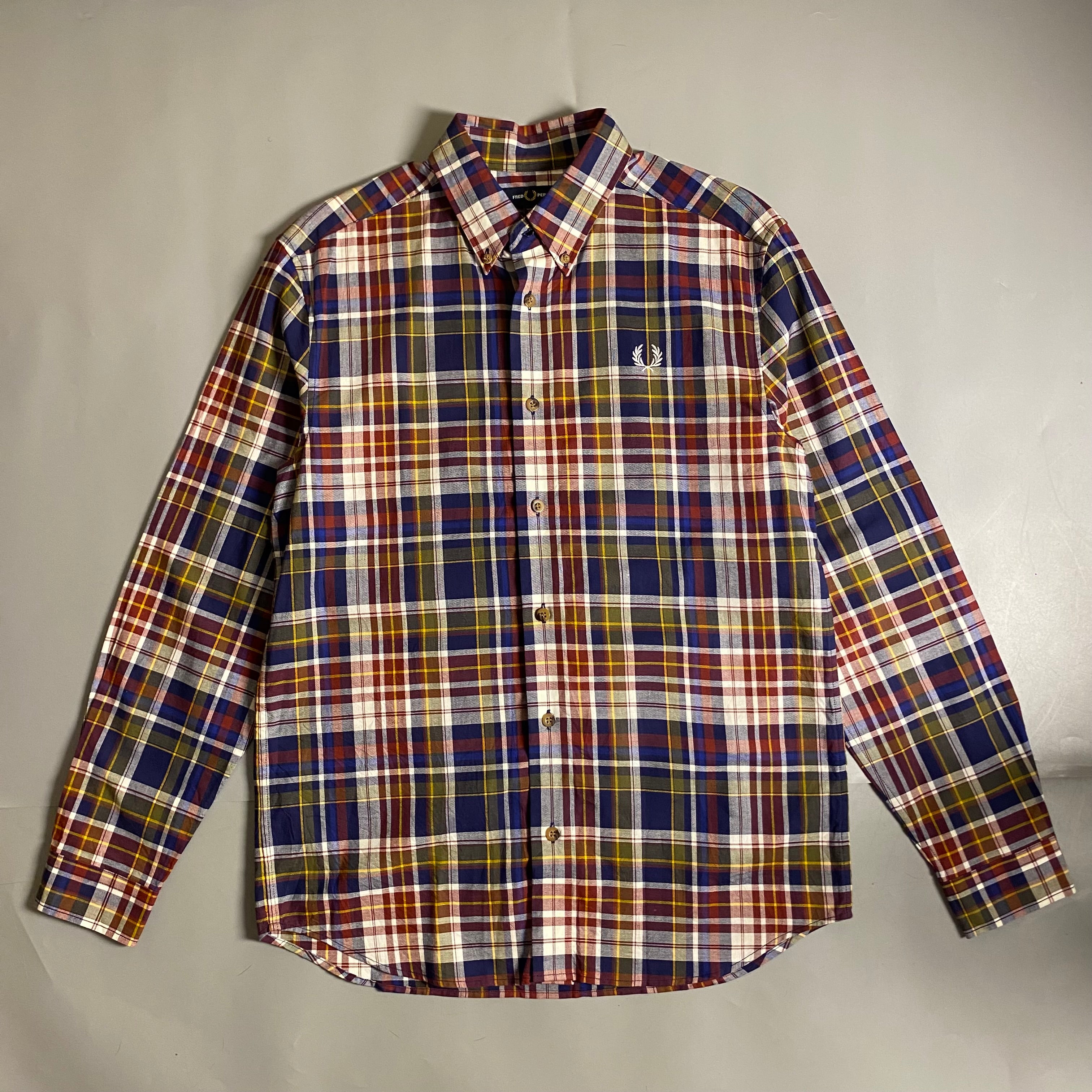 Fred Perry Tartan Check Button Down Long Sleeve
