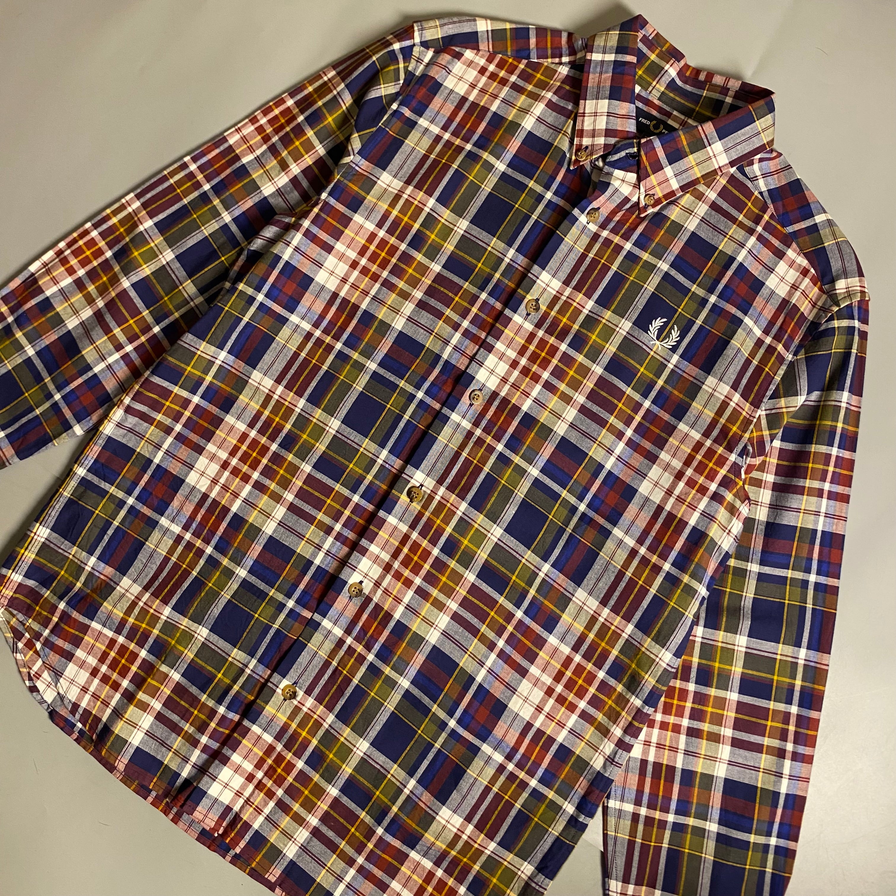 Fred Perry Tartan Check Button Down Long Sleeve