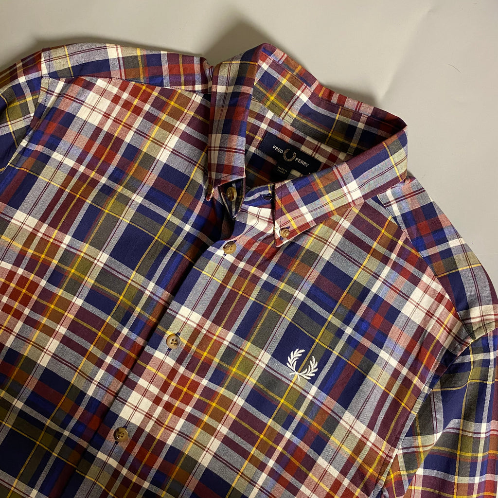 Fred Perry Tartan Check Button Down Long Sleeve