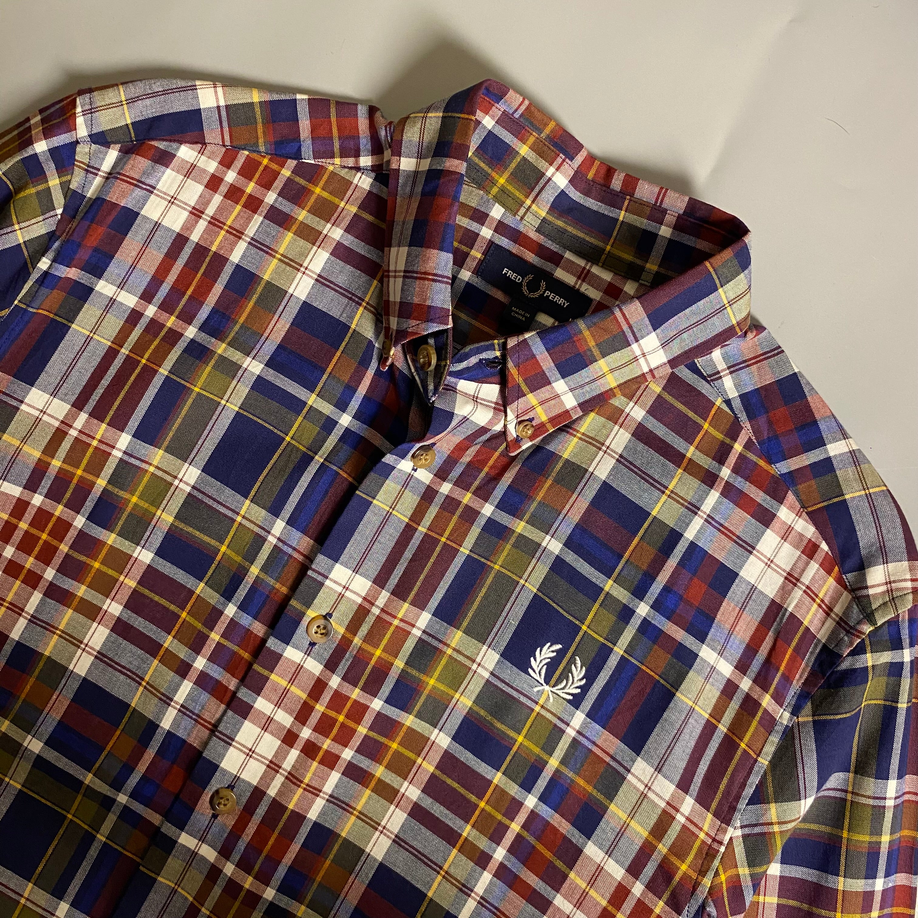 Fred Perry Tartan Check Button Down Long Sleeve