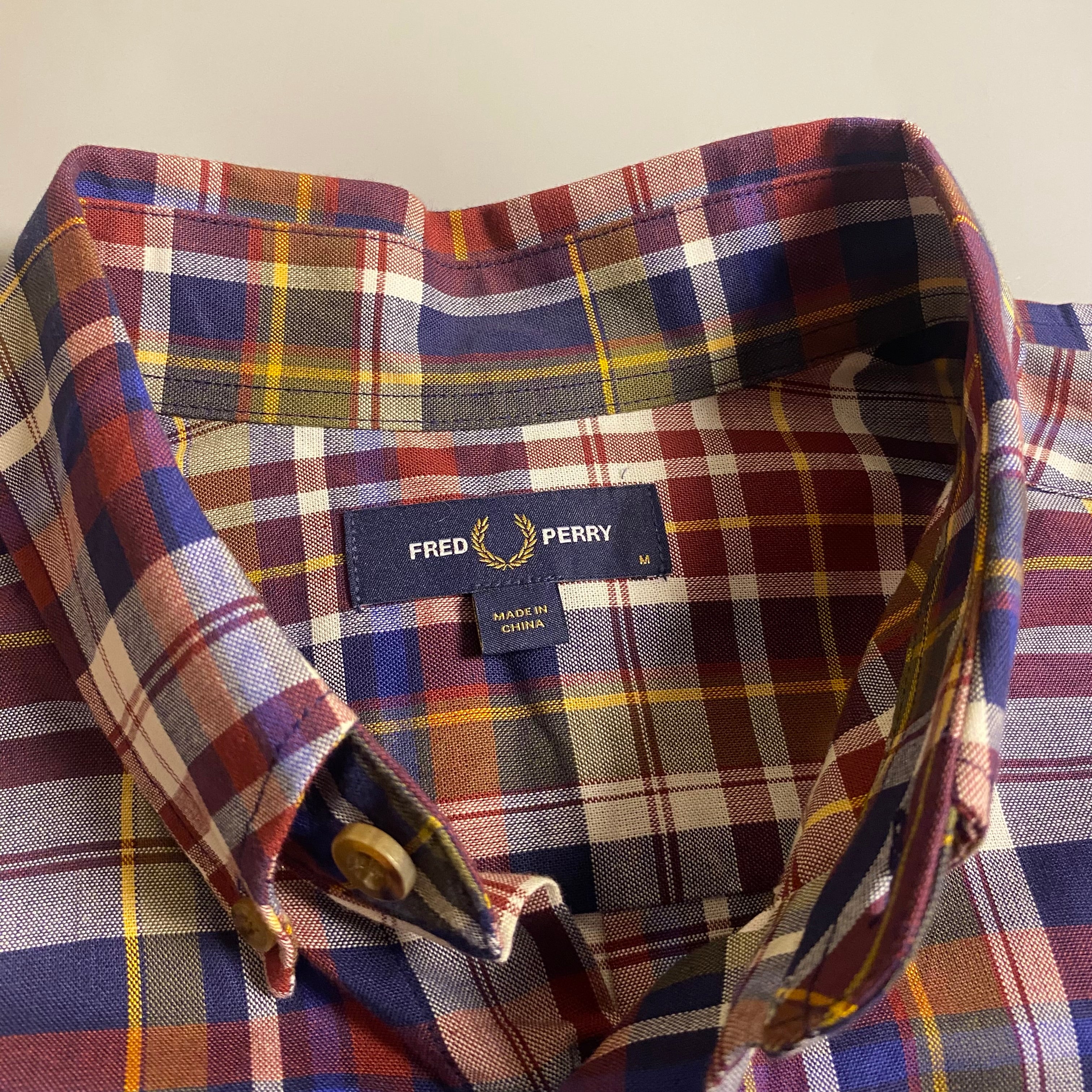Fred Perry Tartan Check Button Down Long Sleeve
