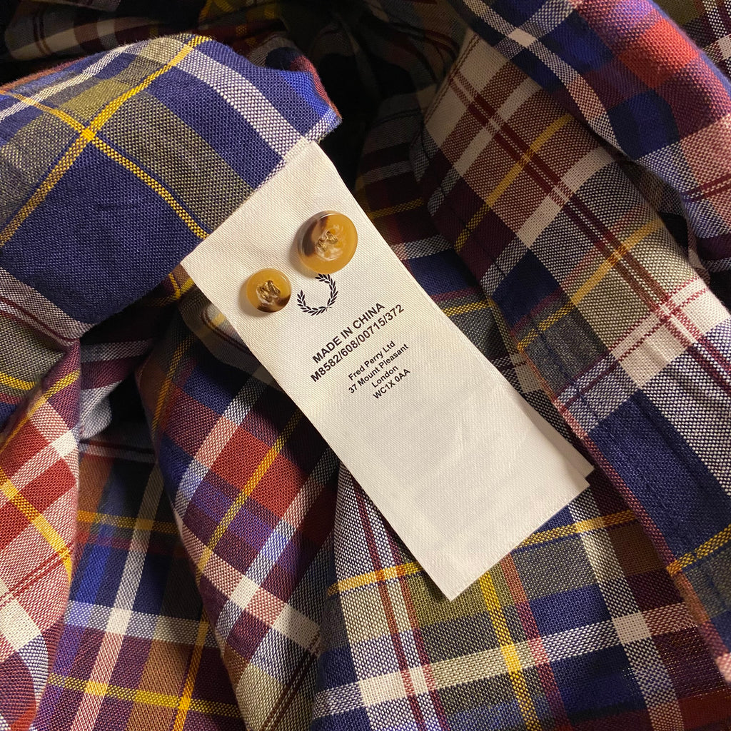 Fred Perry Tartan Check Button Down Long Sleeve