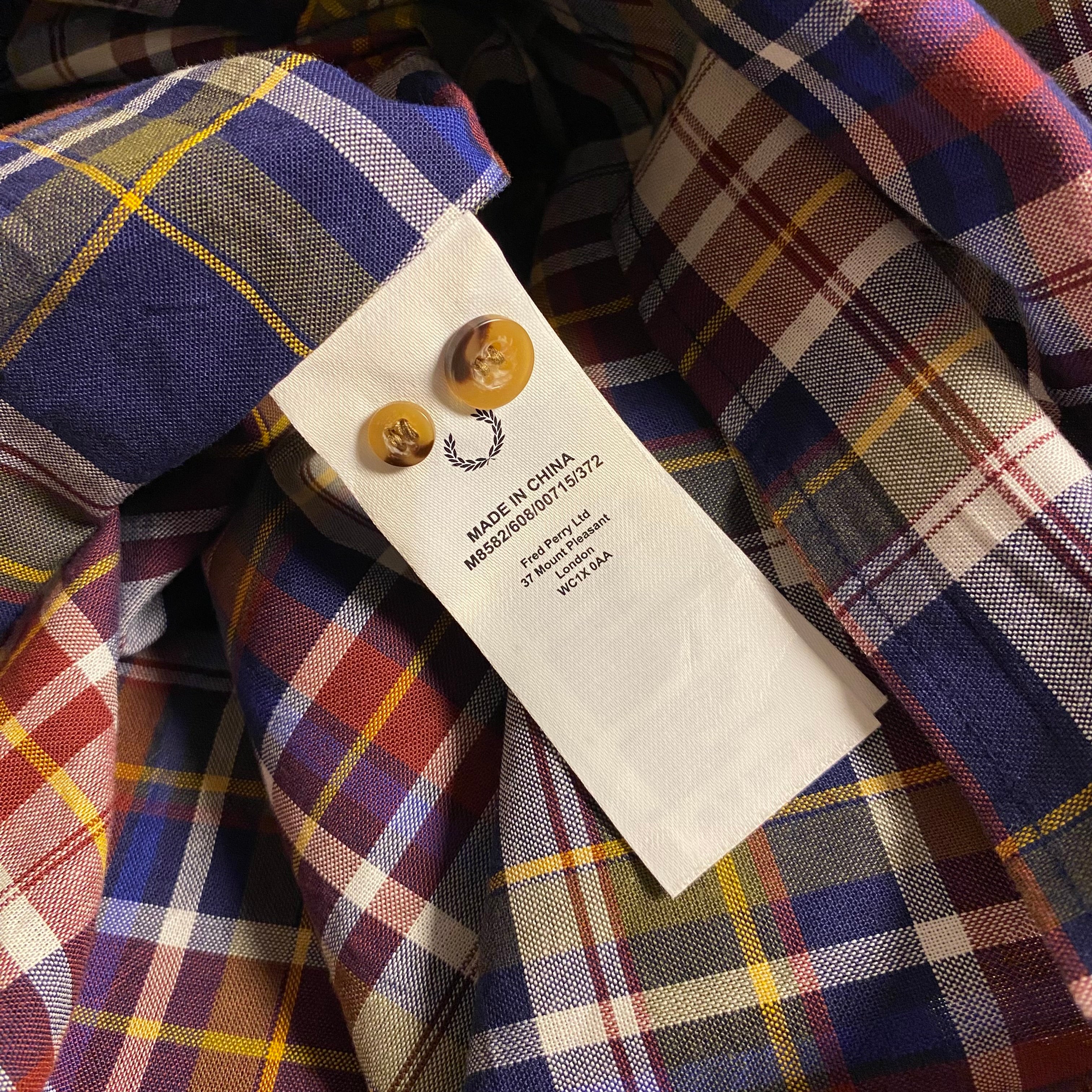 Fred Perry Tartan Check Button Down Long Sleeve