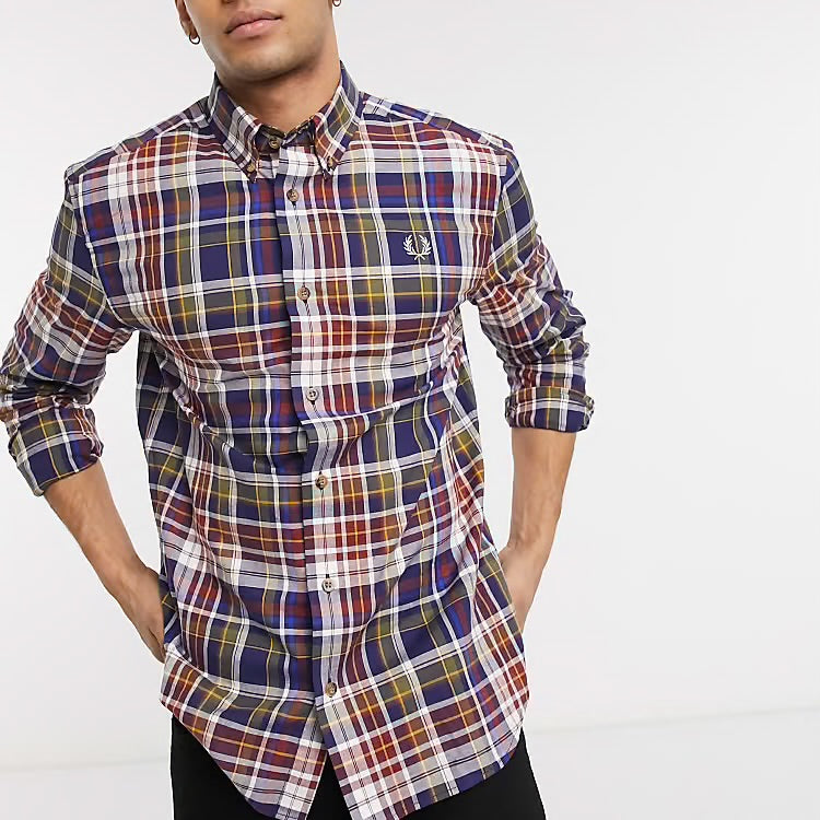 Fred Perry Tartan Check Button Down Long Sleeve