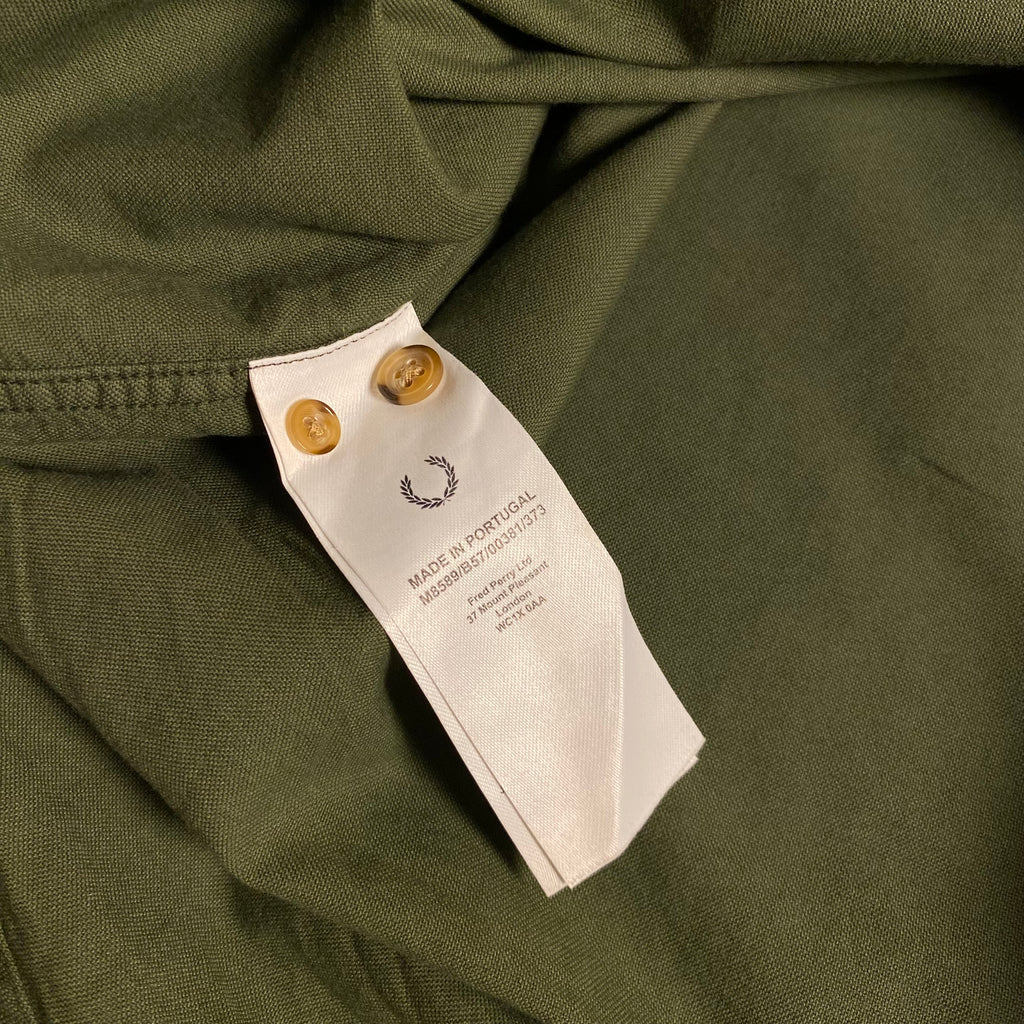 Fred Perry Overdyed Long Sleeve Oxford Shirt in military green