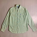 Fred Perry green and white vertical stripe button down long sleeve