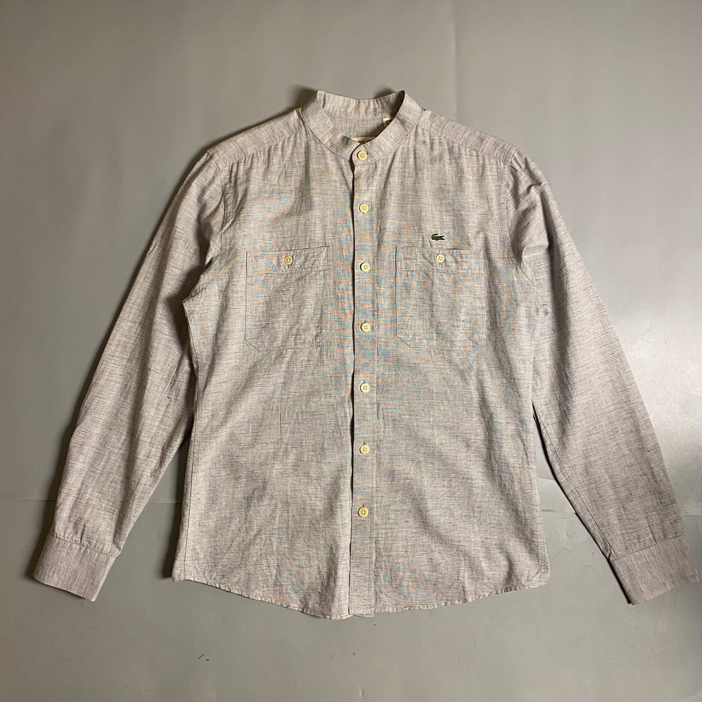 Lacoste grey linen henley shirt with two chest pockets