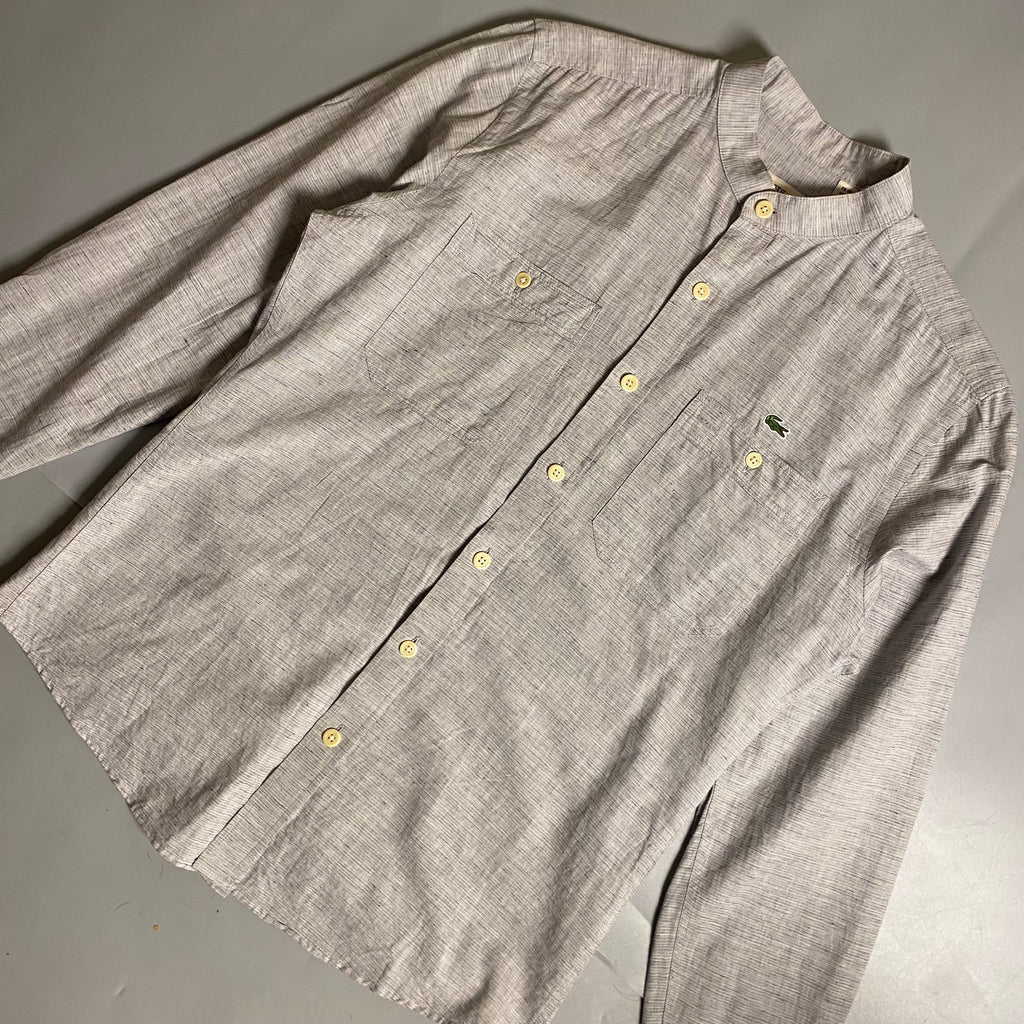 Lacoste grey linen henley shirt with two chest pockets