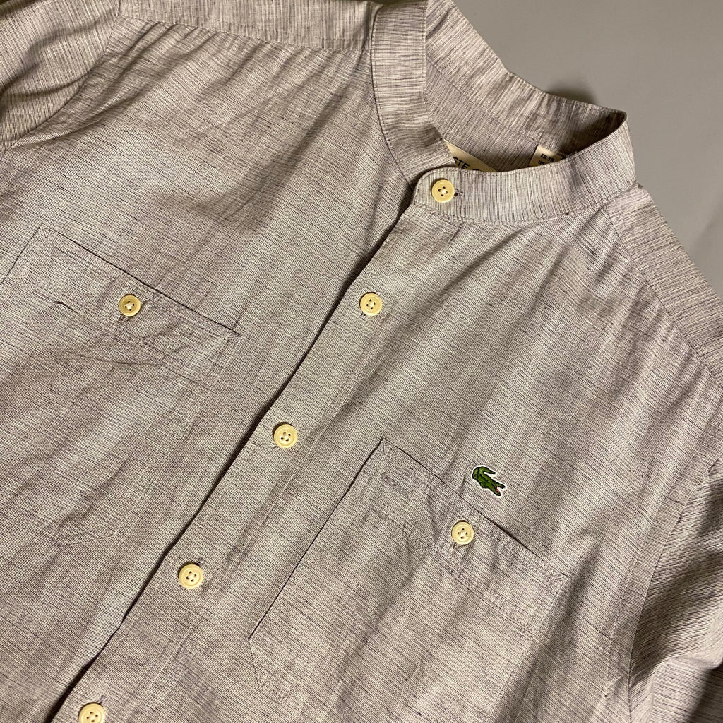 Lacoste grey linen henley shirt with two chest pockets