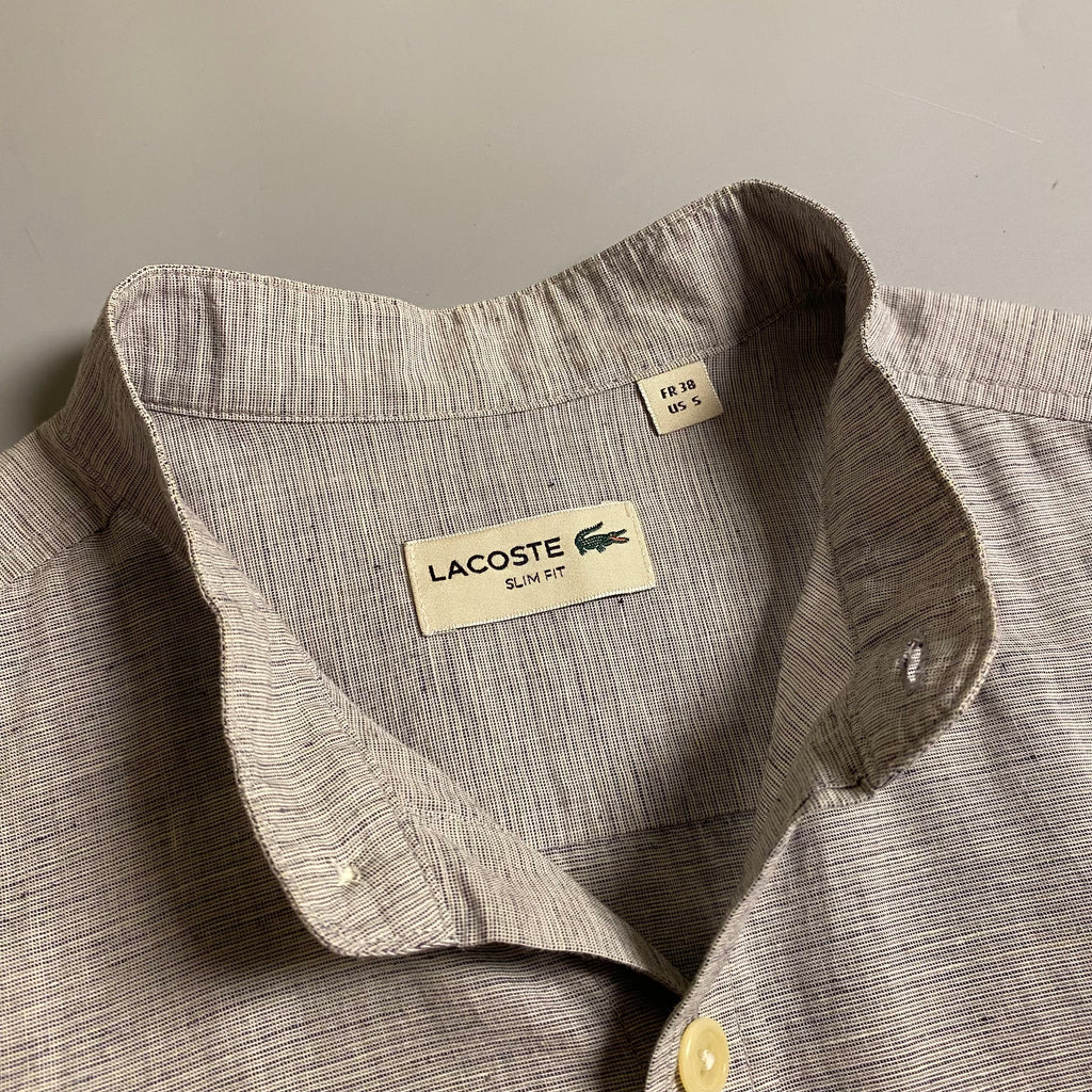 Lacoste grey linen henley shirt with two chest pockets