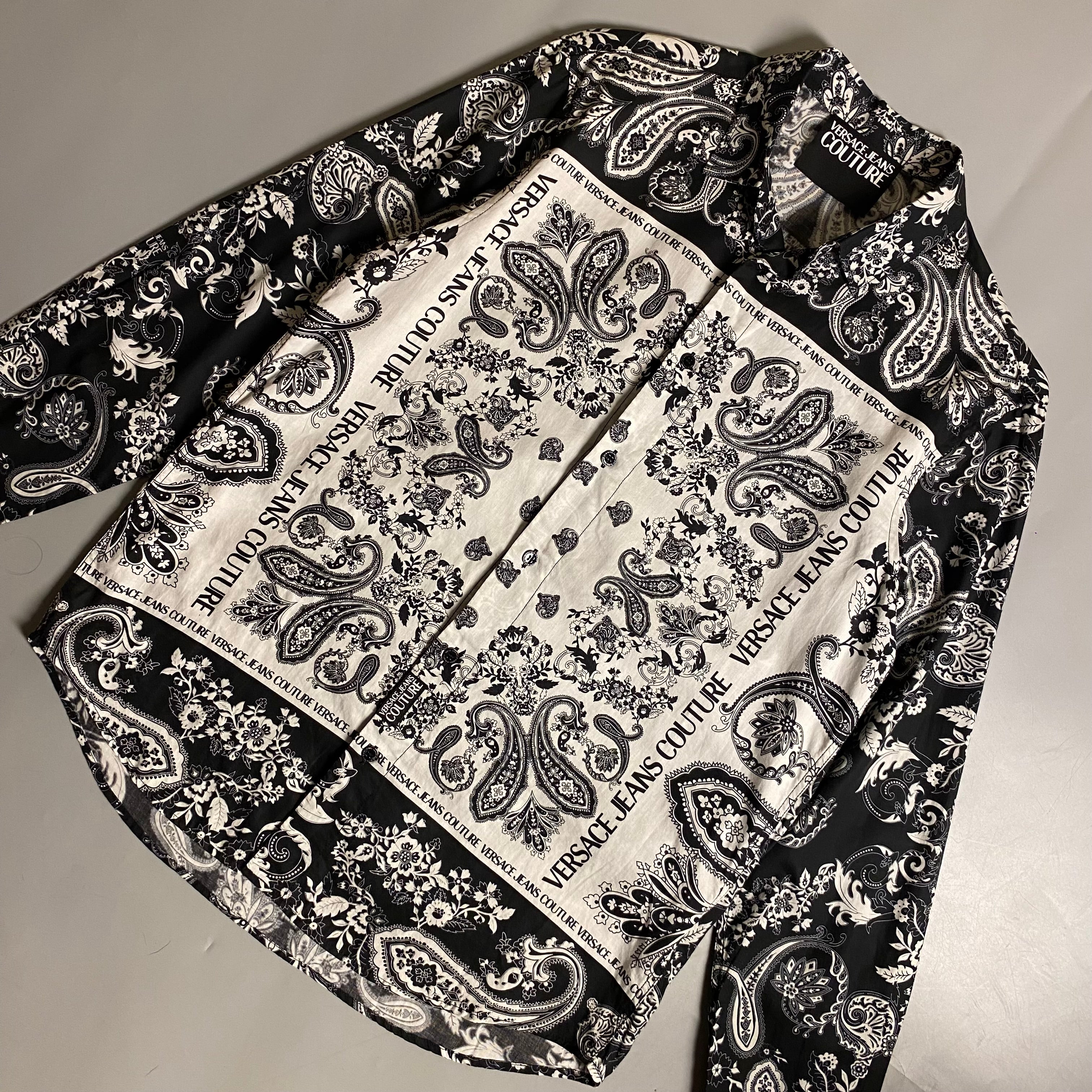 Versace Jeans Couture Black and White Paisley Bandana Cotton