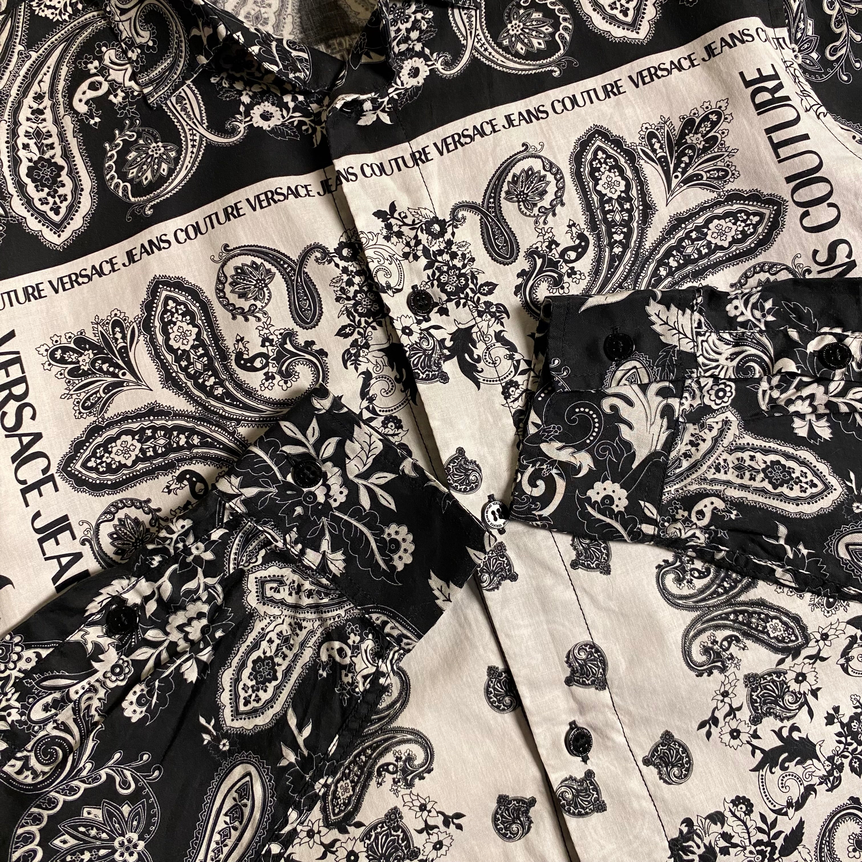 Versace Jeans Couture Black and White Paisley Bandana Cotton