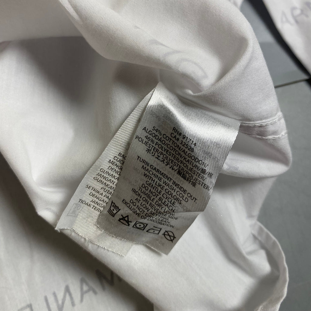 Armani Exchange men's long sleeve button-down shirt featuring an all-over printed logo design