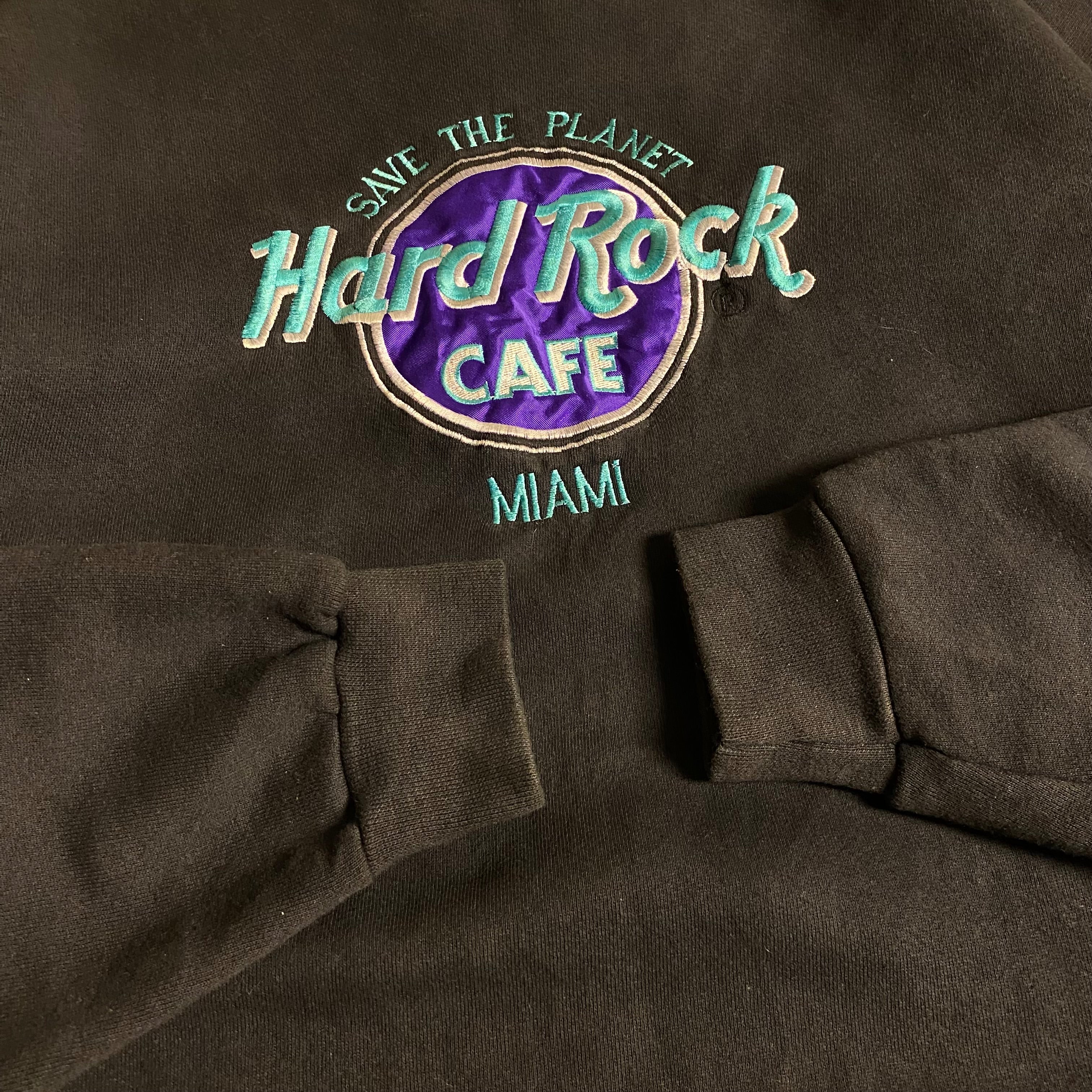 Vintage 1990s black Hard Rock Cafe Miami embroidered sweatshirt
