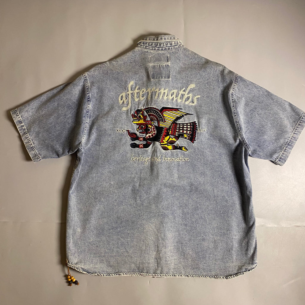AFTERMATHS Embroidered short sleeves denim shirt
