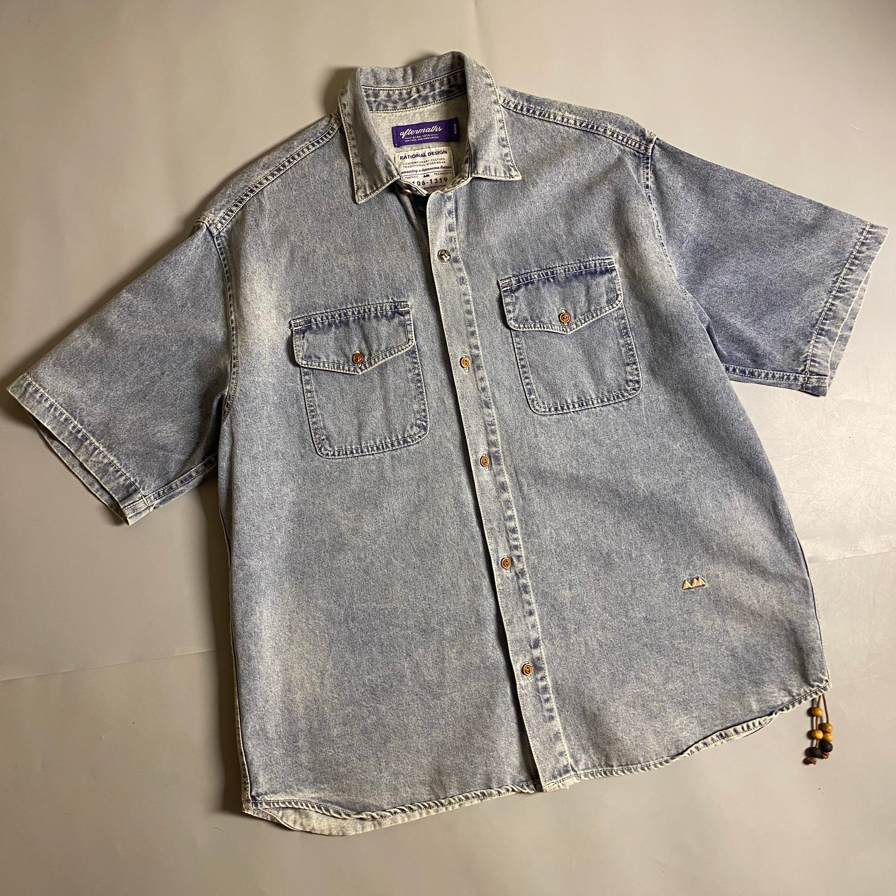 AFTERMATHS Embroidered short sleeves denim shirt
