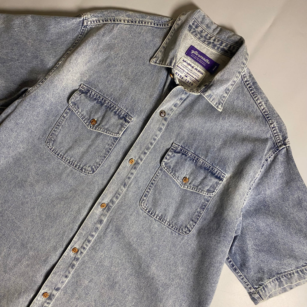AFTERMATHS Embroidered short sleeves denim shirt