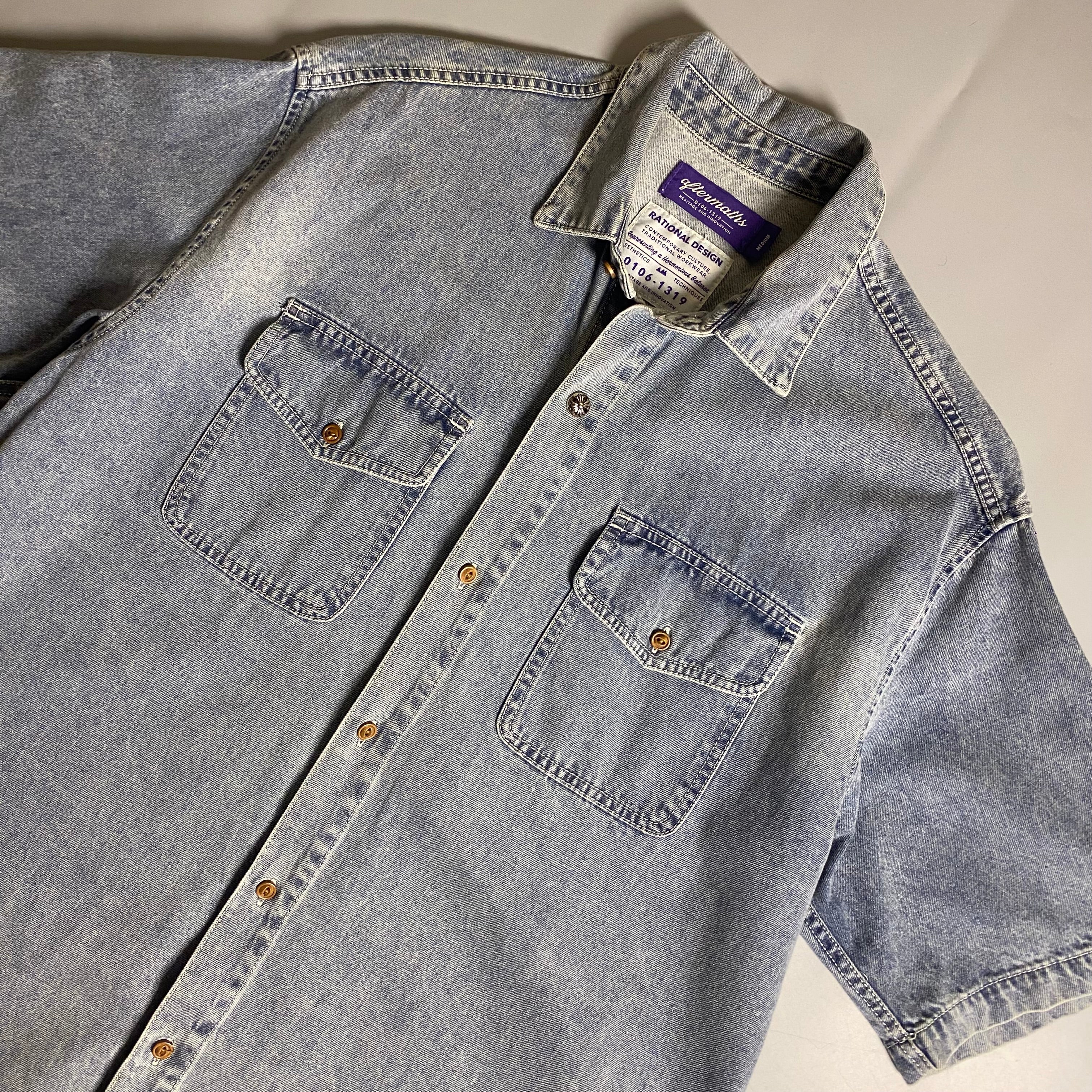 AFTERMATHS Embroidered short sleeves denim shirt