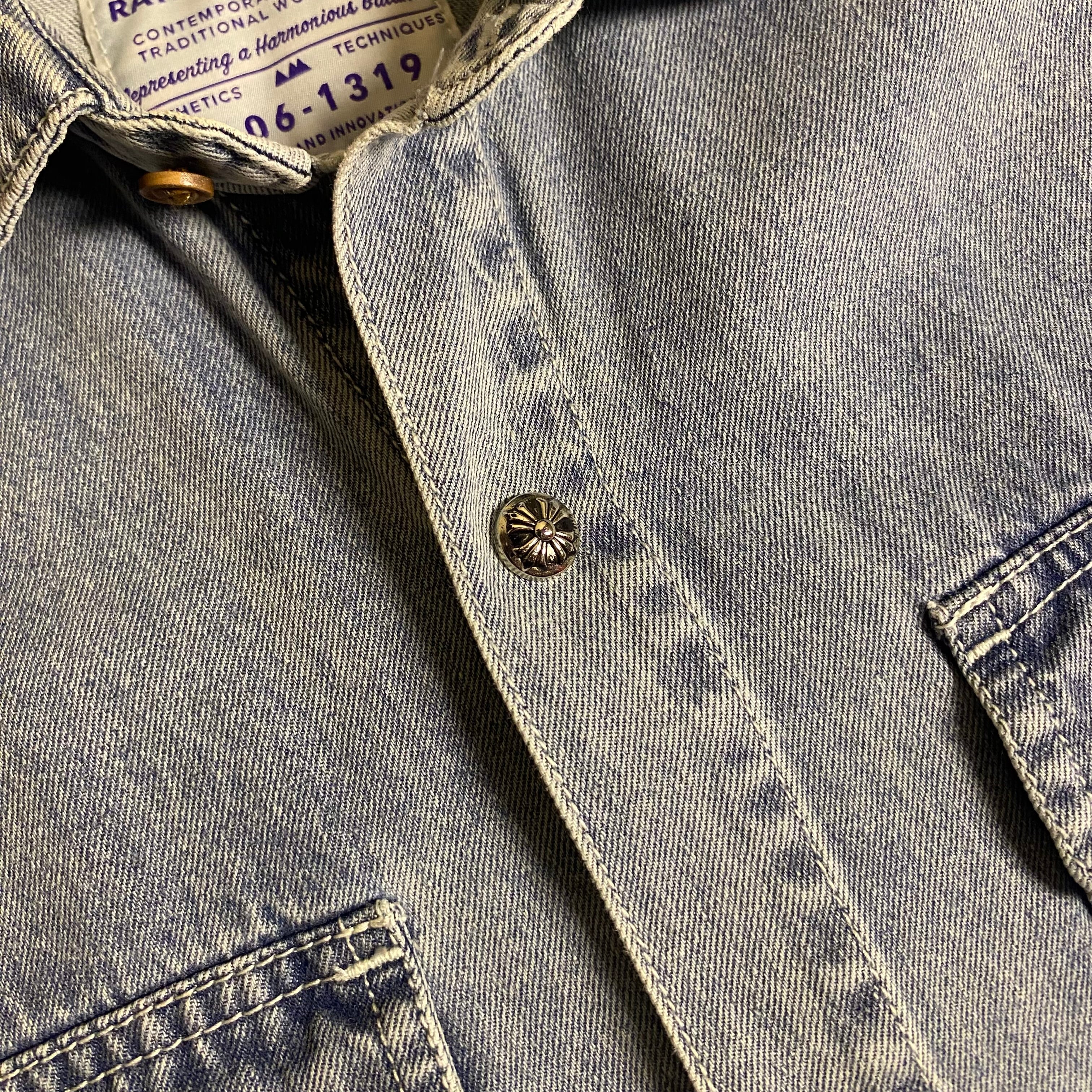 AFTERMATHS Embroidered short sleeves denim shirt