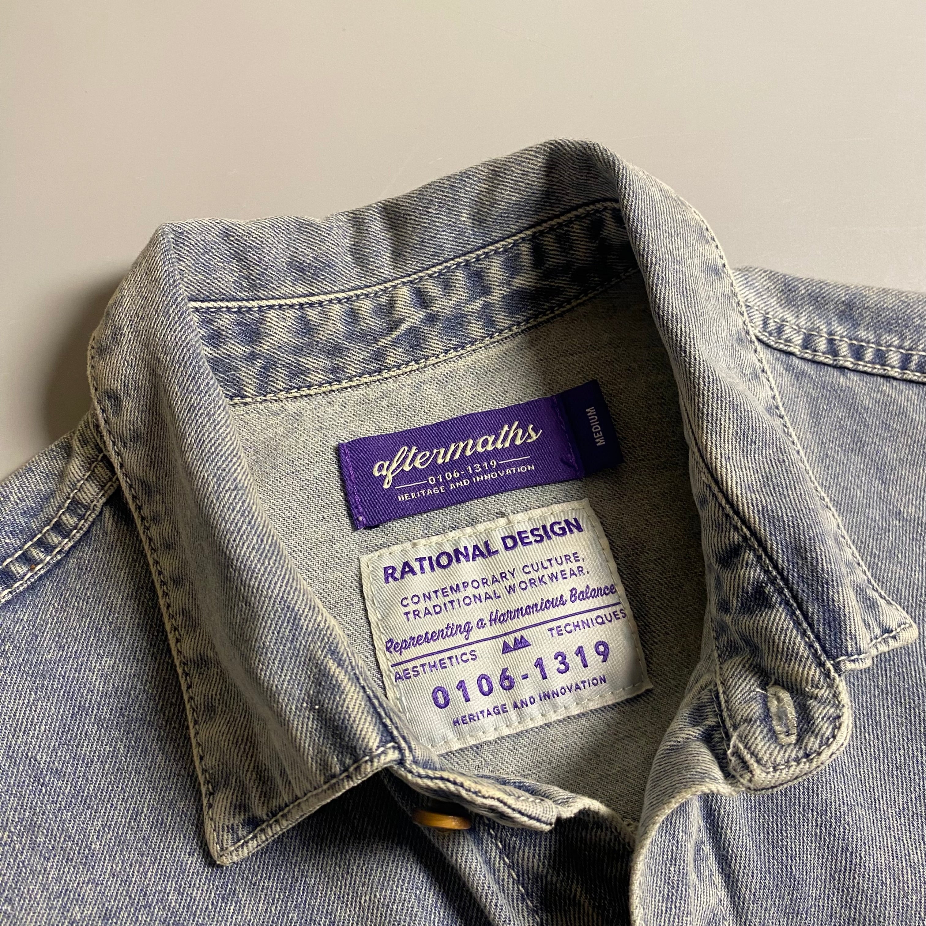 AFTERMATHS Embroidered short sleeves denim shirt