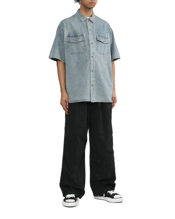 AFTERMATHS Embroidered short sleeves denim shirt