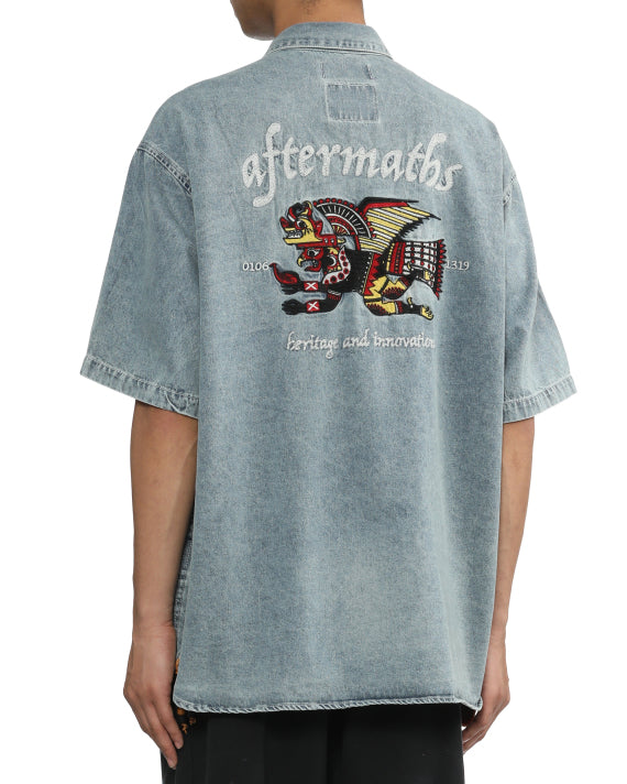 AFTERMATHS Embroidered short sleeves denim shirt