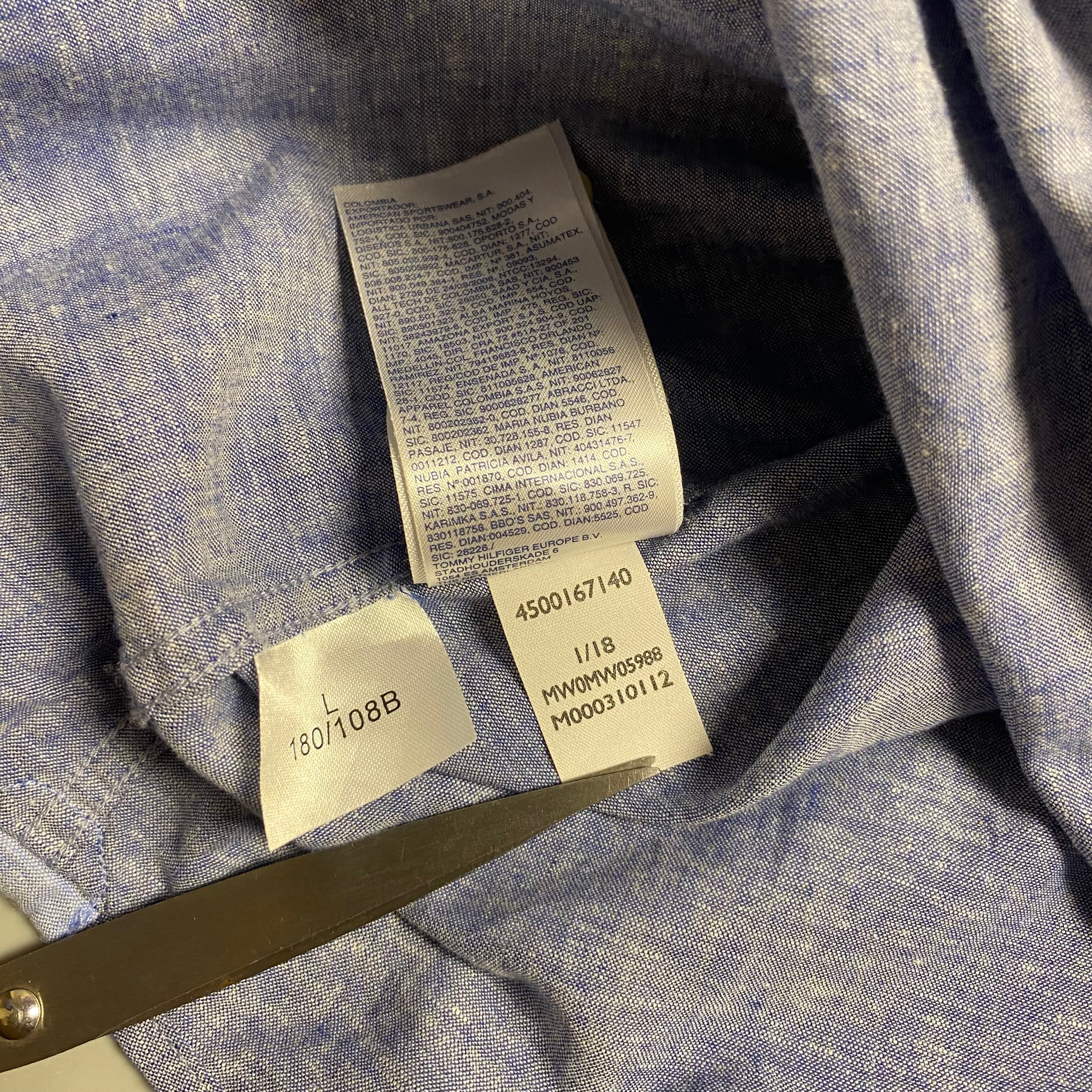 Tommy Hilfiger short sleeve linen blend button-down shirt (Blue)
