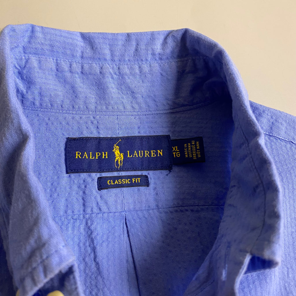 Polo Ralph Lauren short-sleeve shirt crafted from lightweight, breathable seersucker fabric