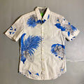 Hugo Boss floral abstract slim fit shirt in white and blue