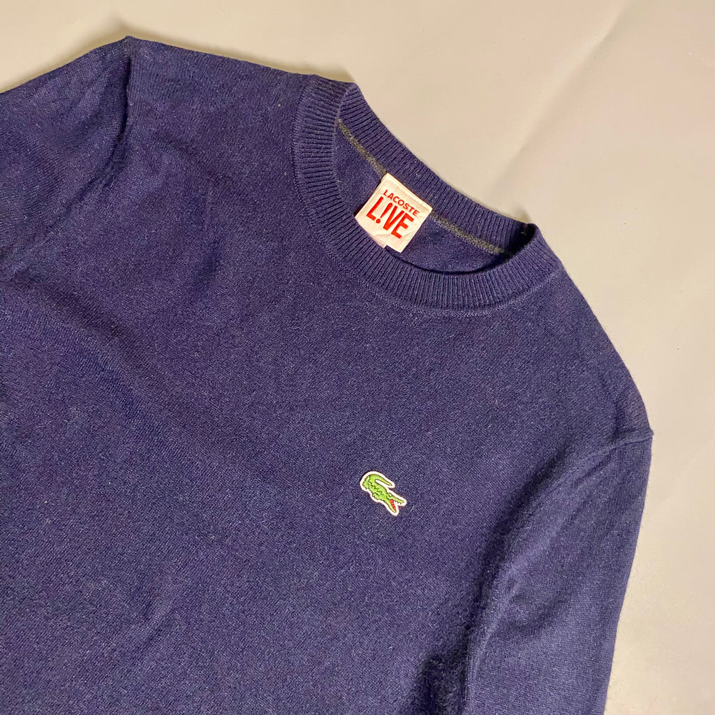 Lacoste Live crewneck sweater in a navy blue and anthracite color-blocked design