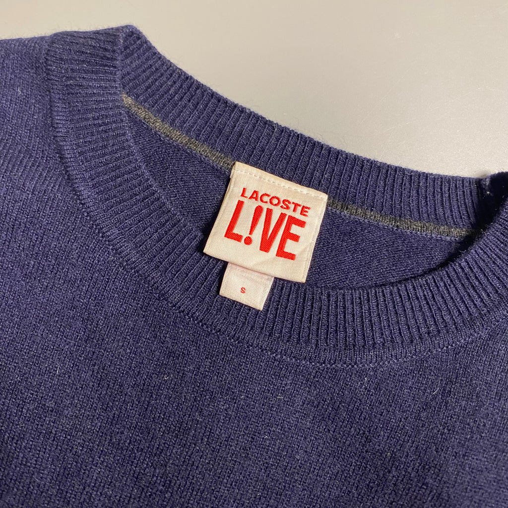 Lacoste Live crewneck sweater in a navy blue and anthracite color-blocked design