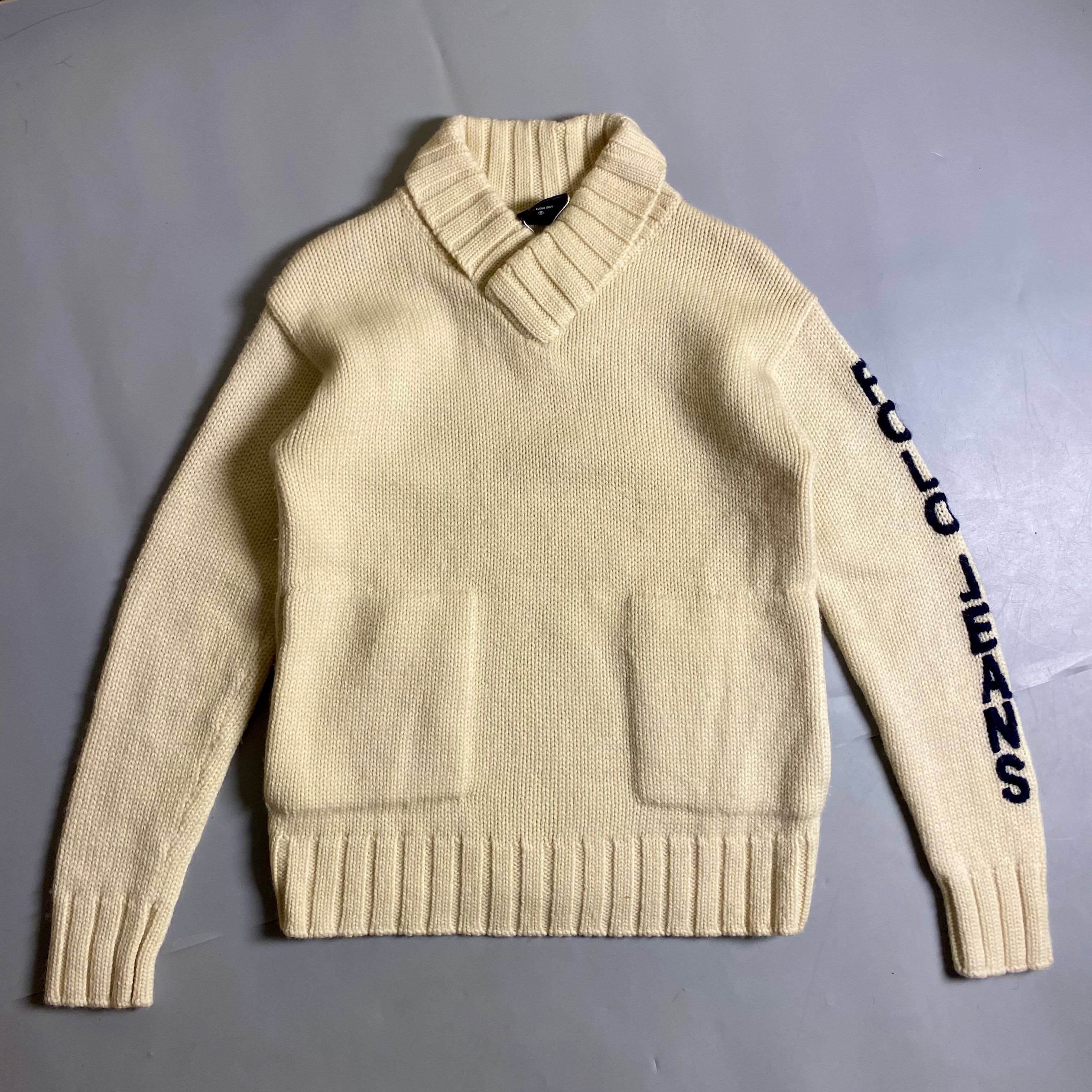Polo Jeans Co. Ralph Lauren cream-colored 100% wool chunky knit sweater