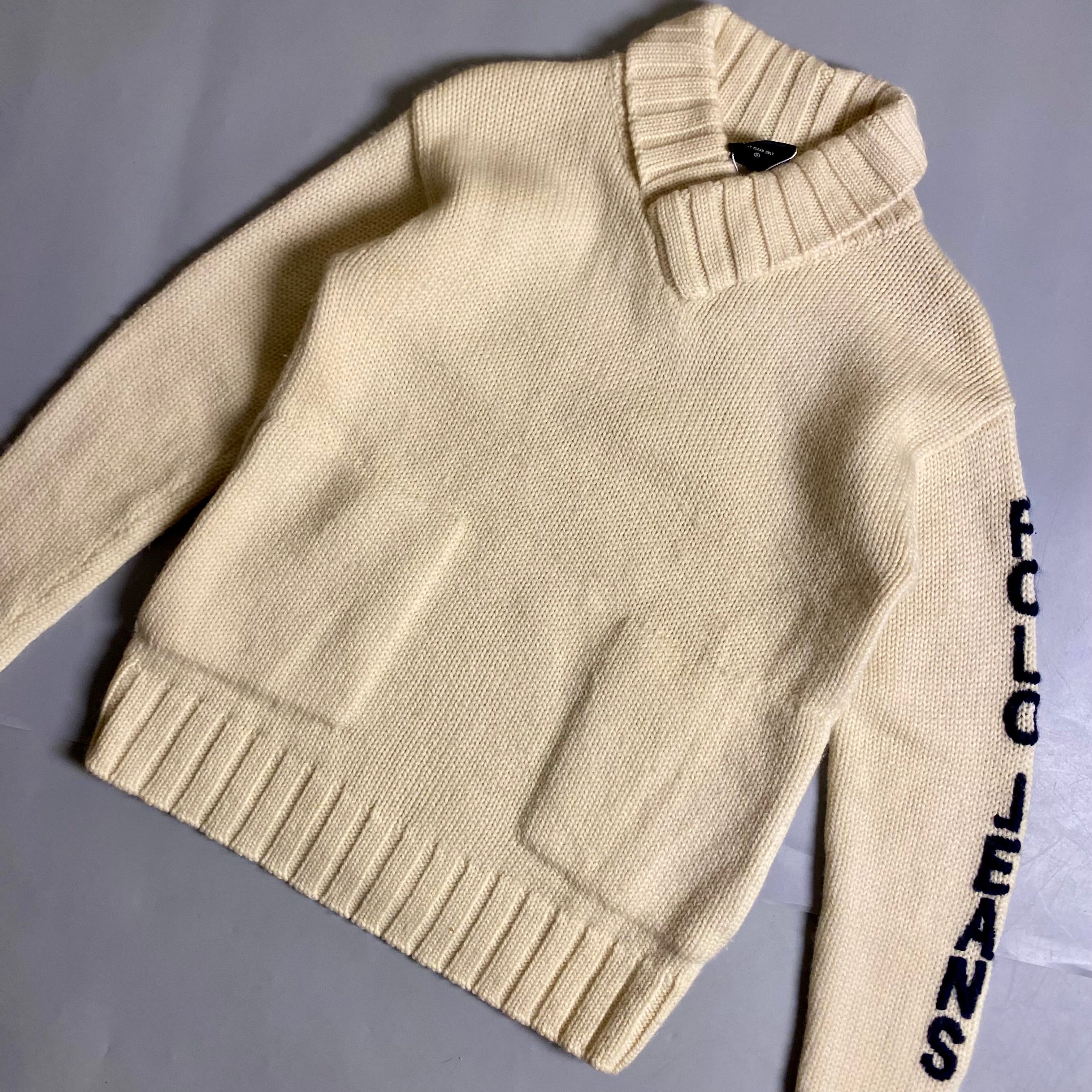 Polo Jeans Co. Ralph Lauren cream-colored 100% wool chunky knit sweater